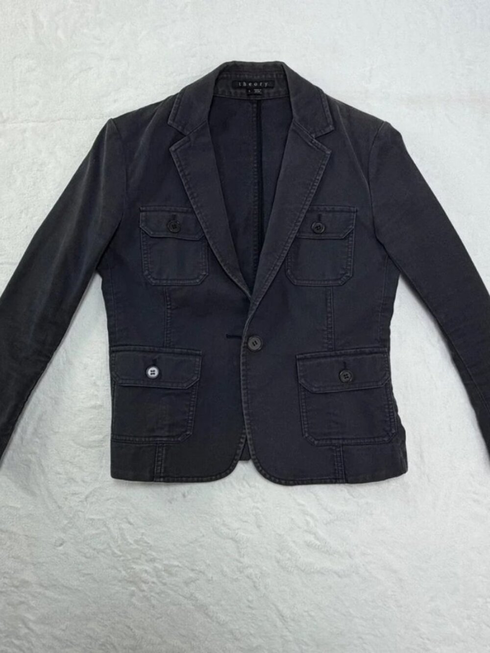 Theory Blue Denim Jacket Lightweight Stretch, Size 6